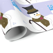 Snowman mit Top Hat und Cane Geschenkpapier (Rolleneckpunkt)