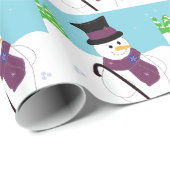 Snowman mit Top Hat und Cane Geschenkpapier (Rolleneckpunkt)