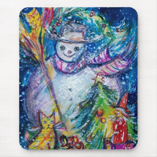 SNOWMAN MIT TOYS, weiß, gelb Mousepad (Vorne)