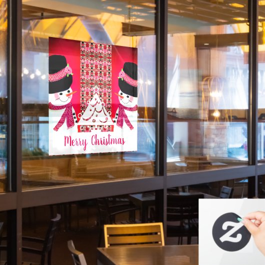 Snowman mit Typografie-Gruß Fensteraufkleber (Restaurantfenster)