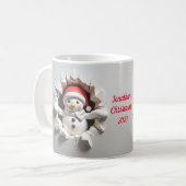 Snowman mit Weihnachtsmannmütze 3D Breakfast Kaffeetasse (Vorderseite Links)