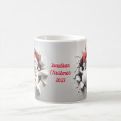 Snowman mit Weihnachtsmannmütze 3D Breakfast Kaffeetasse (Mittel)