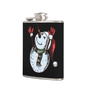Snowman mit Weihnachtsmannmütze - Karotten-Nase - Flachmann (Links)