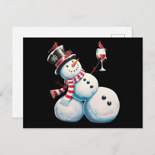 Snowman mit Wein Weihnachten Funny Weihnachten Ges (Vorne/Hinten)