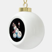 Snowman mit Wein Weihnachten Funny Weihnachten Ges Keramik Kugel-Ornament (Rechts)