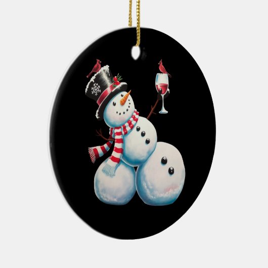 Snowman mit Wein Weihnachten Funny Weihnachten Ges Keramik Ornament (Rechts)