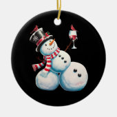 Snowman mit Wein Weihnachten Funny Weihnachten Ges Keramik Ornament (Vorne)