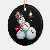 Snowman mit Wein Weihnachten Funny Weihnachten Ges Keramik Ornament (Links)