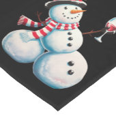 Snowman mit Wein Weihnachten Funny Weihnachten Ges Kurzer Tischläufer (Ecke)