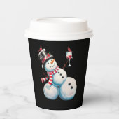 Snowman mit Wein Weihnachten Funny Weihnachten Ges Pappbecher (Vorderseite)