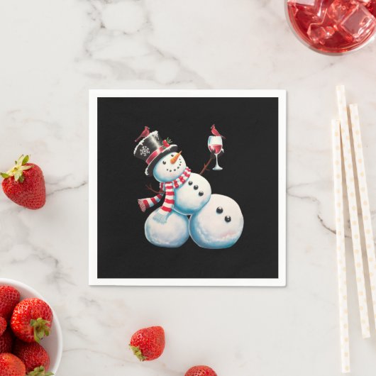 Snowman mit Wein Weihnachten Funny Weihnachten Ges Serviette (Beispiel)