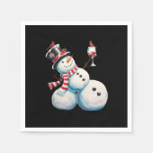 Snowman mit Wein Weihnachten Funny Weihnachten Ges Serviette (Vorderseite)