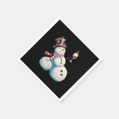 Snowman mit Wein Weihnachten Funny Weihnachten Ges Serviette (Ecke)