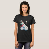 Snowman mit Wein Weihnachten Funny Weihnachten Ges T-Shirt (Vorne ganz)
