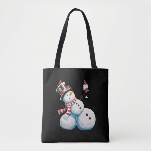 Snowman mit Wein Weihnachten Funny Weihnachten Ges Tasche (Vorderseite)