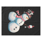 Snowman mit Wein Weihnachten Funny Weihnachten Ges Tischdecke (Vorderseite (Horizontal))