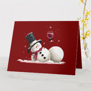 Snowman mit Wein Weihnachtsgeschenk Weihnachten We Karte