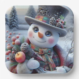 Snowman mit Winter Bouquet, Weihnachten, Autor Na Pappteller