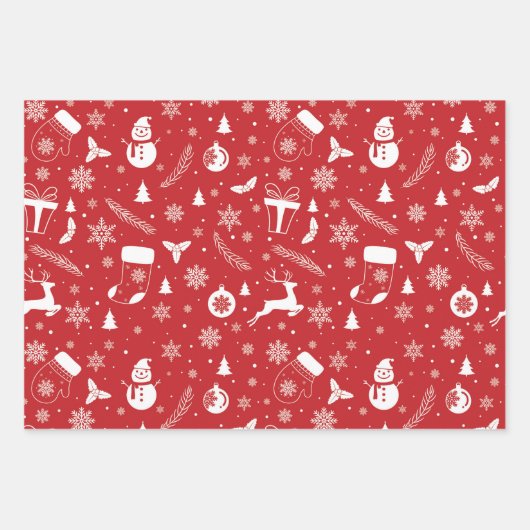 Snowman Mitton Snowflake Weihnachtsgeschenk Geschenkpapier Set (Vorderseite)