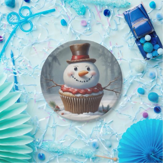 Snowman Muffin Pappteller (Party)