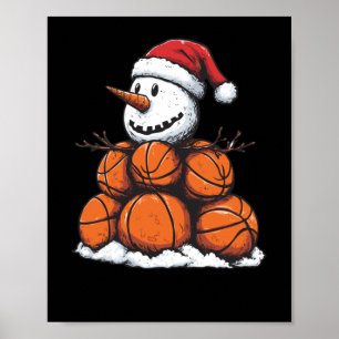 Snowman Mvp Basketball Weihnachten Poster