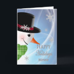 Snowman Nah-up - Weihnachten - NEPHEW<br><div class="desc">Niedliche und lustige Weihnachtsgrüßkarte mit nahem Schneemann,  der den Gruß mit einem großen Lächeln ins Gesicht bringt.  Siehe dasselbe Bild für andere Empfänger:  Enkel,  Sohn usw.</div>