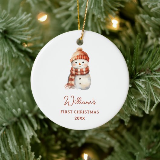 Snowman Name Baby's First Christmas Keramik Ornament (Baum)