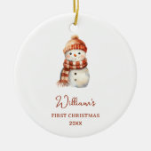 Snowman Name Baby's First Christmas Keramik Ornament (Vorne)