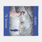 Snowman, Name hinzufügen, Weihnachten Fleecedecke (Vorderseite (Horizontal))