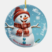 Snowman Name Ornament, Personalisierte Weihnachten Keramik Ornament (Hinten)