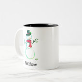 Snowman Niedlich Face Kinder Kinder Winter Schneem Zweifarbige Tasse (Vorderseite Links)