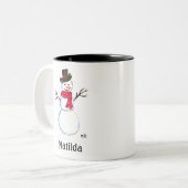 Snowman Niedliche Angesicht Kinder Kinder Winter S Zweifarbige Tasse (Vorderseite Links)