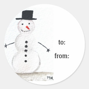 Snowman Niedliche Gesichtskinder Kinder Winter Sno Runder Aufkleber