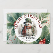 Snowman Niedliche Weihnachtswünsche Feiertagskarte (Vorderseite)