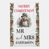 Snowman Niedliche Weihnachtswünsche Paper Napkin Geschirrtuch (Vertikal)