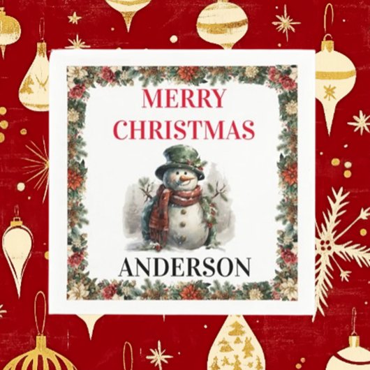 Snowman Niedliche Weihnachtswünsche Paper Napkin Serviette