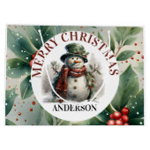 Snowman Niedliche Weihnachtswünsche Papierplatte Große Geschenktüte (Rückseite)