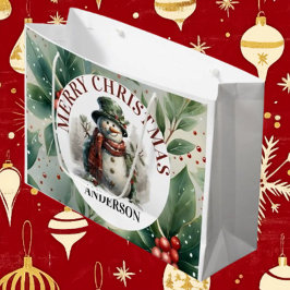 Snowman Niedliche Weihnachtswünsche Papierplatte Große Geschenktüte