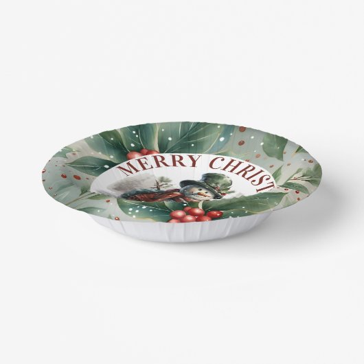 Snowman Niedliche Weihnachtswünsche Papierplatte Pappteller (Gewinkelt)