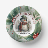 Snowman Niedliche Weihnachtswünsche Papierplatte Pappteller (Vorderseite)