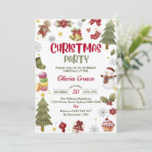 Snowman Niedliches Weihnachtsfest Party Einladung (Stehend Vorderseite)