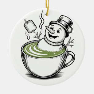 Snowman nimmt Bathub auf Macha Weihnachten Keramik Ornament
