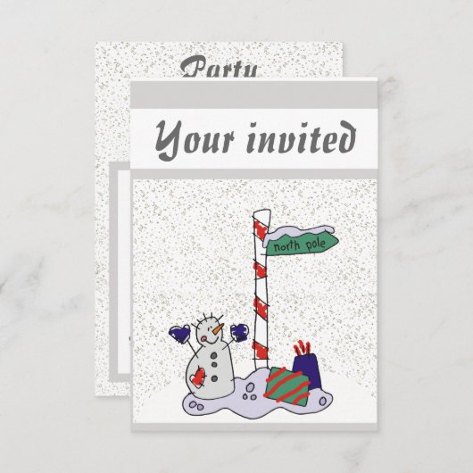 Snowman & North Pole - Einladung (Vorne/Hinten)
