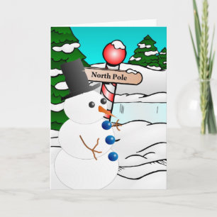 Snowman North Pole Feiertagskarte