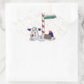 Snowman & North Pole - Ovaler Aufkleber (Tasche)