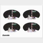 Snowman & North Pole - Ovaler Aufkleber (Blatt)