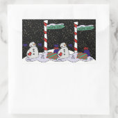 Snowman & North Pole - Rechteckiger Aufkleber (Tasche)