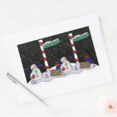 Snowman & North Pole - Rechteckiger Aufkleber (Umschlag)