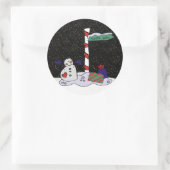 Snowman & North Pole - Runder Aufkleber (Tasche)