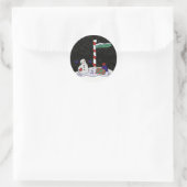 Snowman & North Pole - Runder Aufkleber (Tasche)